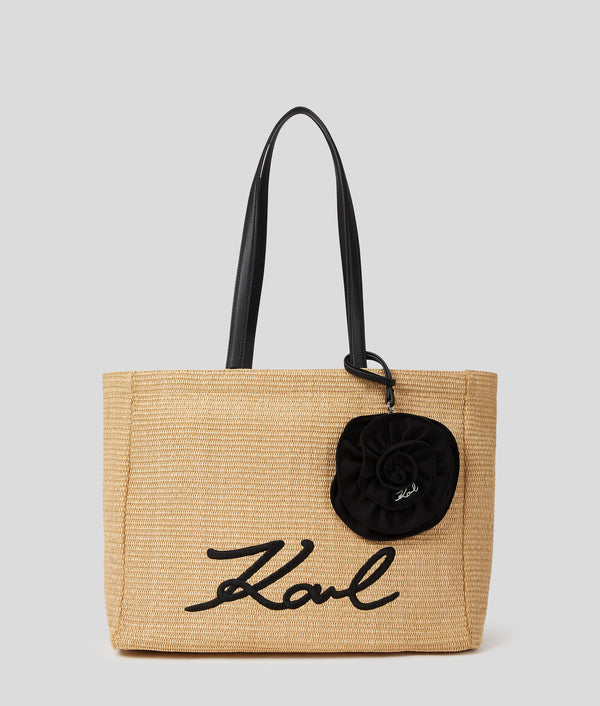 Torba plażowa z rafii z kwiatem Karl Lagerfeld